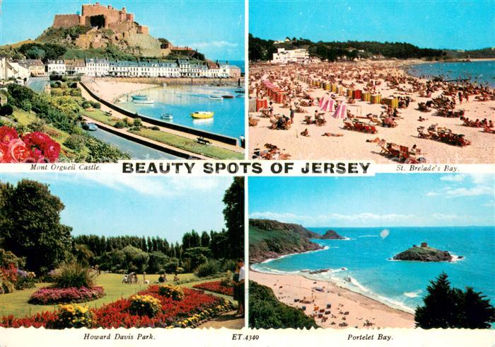 Jersey Kanalinsel Beauty spots of the island Mont Orgueil Castle Bay Howard Davi