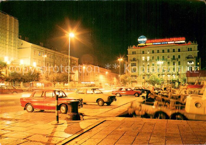Rijeka Fiume Partie am Hafen Nachtaufnahme
