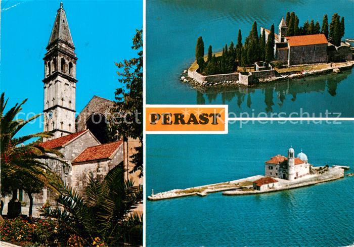 Perast Kotor Montenegro Sveti Nikola Kirche Insel Luftbild
