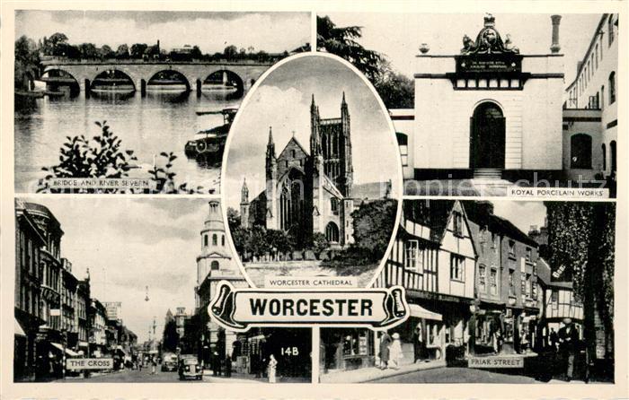 Worcester  UK Bridge and River Severn Royal Porcelain Works The Cross Friar Stre