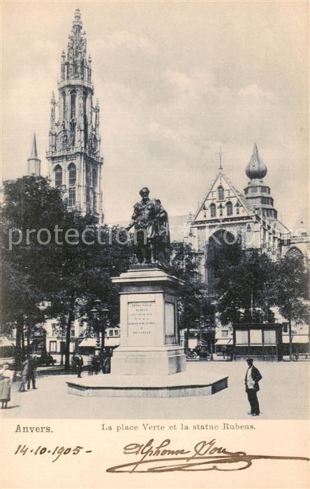 Anvers Antwerpen La place Verte et la statue Rubens