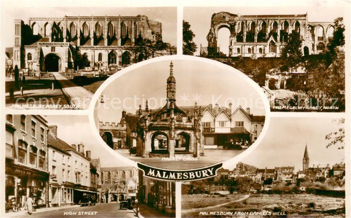Malmesbury UK Abbey South Market Cross Abbey North High Street View from Darniel