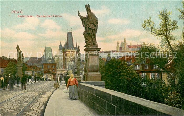 Prag  Prahy Prague Karlsbruecke Kleinseitner Tuerme