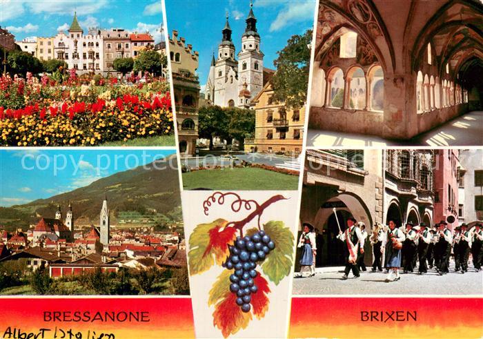 Brixen Suedtirol Teilansichten Kirche Arkaden Trachtenumzug