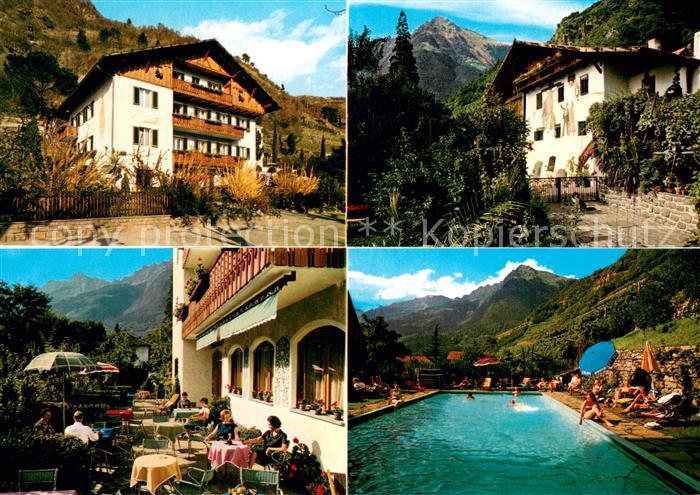 Meran Merano Pension Sittnerhof Terrasse Schwimmbad