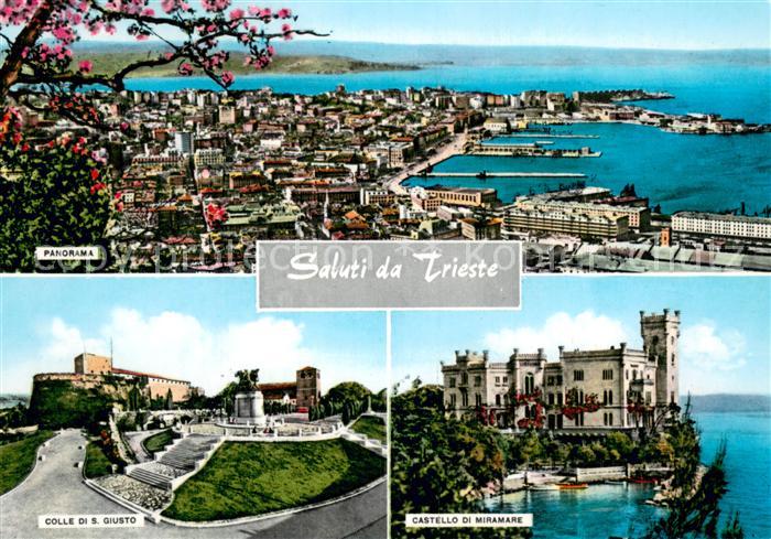 Trieste IT Panorama Colle di S Giusto Castello di Miramare