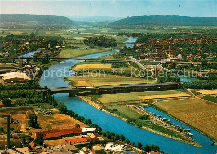 Minden Westfalen Wasserstrassenkreuz Weser Mittellandkanal und Westfaelische Pfo