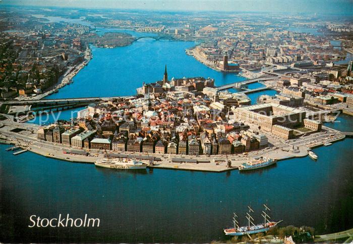 Stockholm Flygbild med Gamla Stan Slottet och Stadtshuset