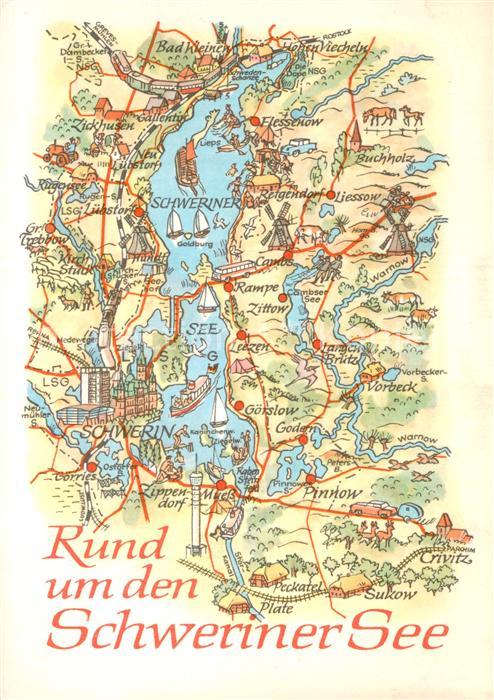 Schwerin  Mecklenburg Rund um den Schweriner See Gebietskarte