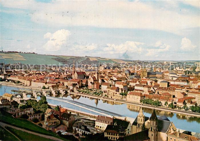 WueRZBURG Bayern Stadtpanorama Blick ueber den Main
