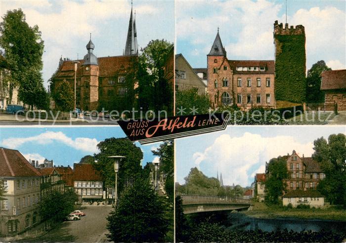 Alfeld Leine Rathaus Kirche Altstadt Partie an der Leine