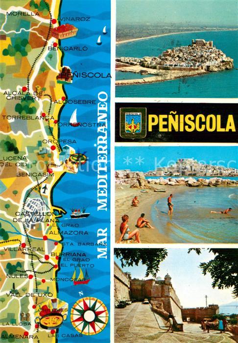 Peniscola ES Fliegeraufnahme Strand Schloss
