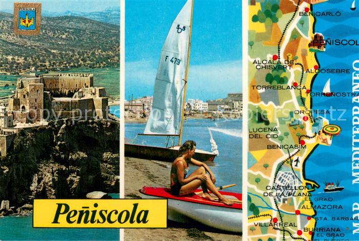 Peniscola ES Festung Strand Karte