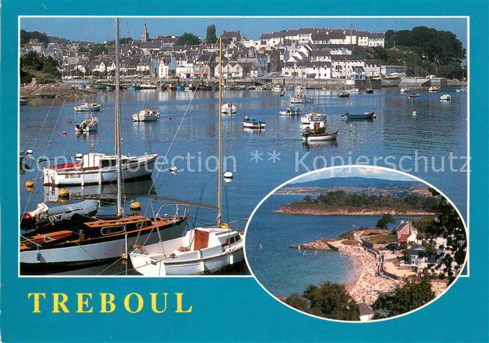 Treboul Douarnenez Le port de plaisance et la plage des Sables Blancs