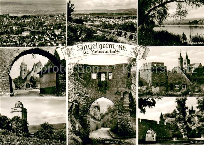 Ingelheim Rhein Panorama Rheinpartie Burgkirche Kaiserpfalz Bismarckturm Uffhub