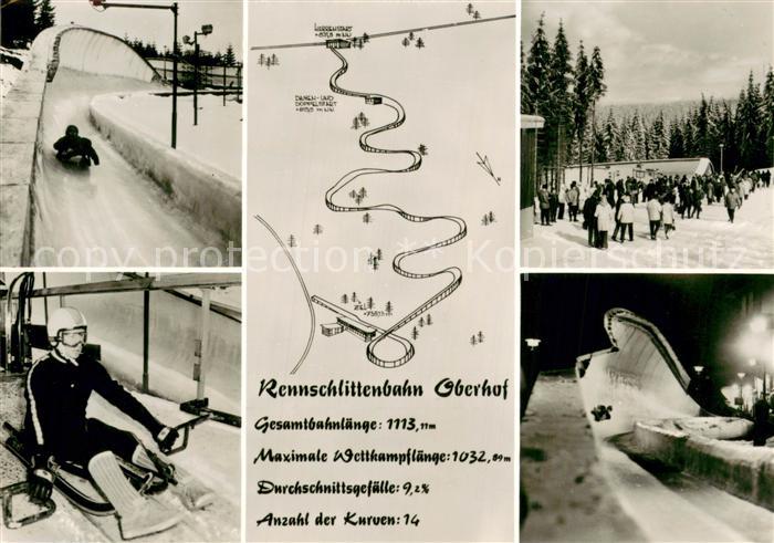 Oberhof  Thueringen Teilansichten d. Rennschlittenbahn Oberhof