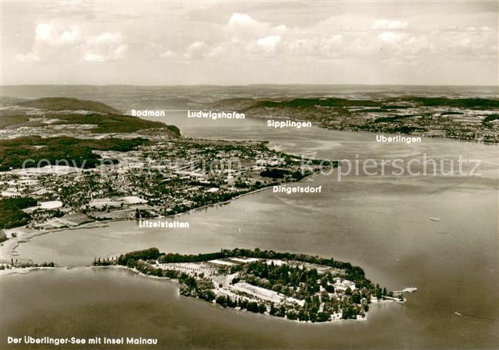Insel Mainau Fliegeraufnahme Gesamtansicht m. ueberlinger-See