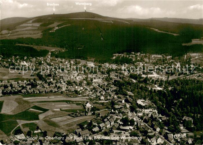 Braunlage Harz Fliegeraufnahme Stadt u. Brocken m. Wurmberg