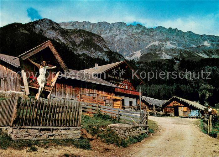 Haemmermoos 1420m Leutasch Tirol AT Alp Gastwirtschaft mit Teufelsgrat