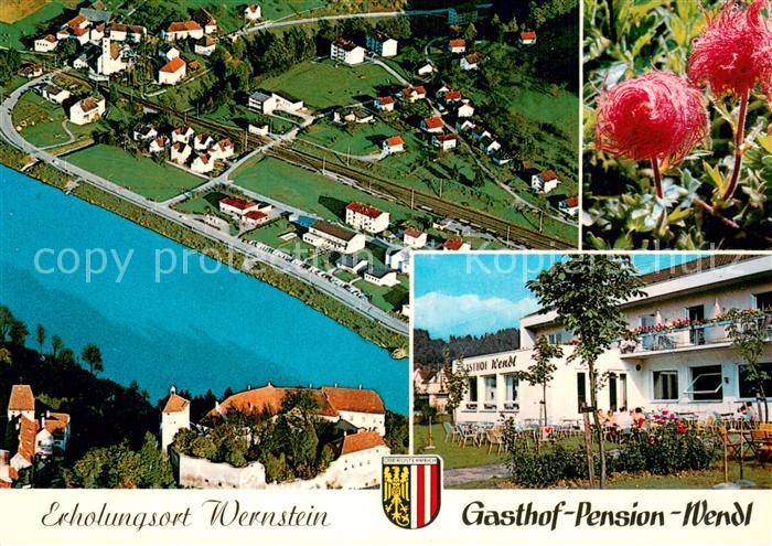 Wernstein Inn Fliegeraufnahme mit Gasthof Pension Wendl und Inn Stausee