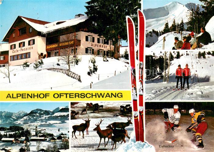 Ofterschwang Cafe Hotel Pension Alpenhof Panorama Skilift Wildfuetterung Eishock