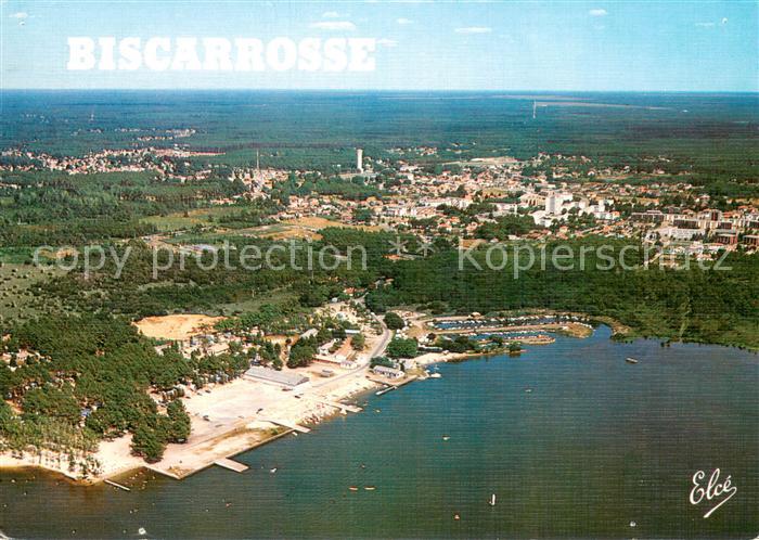Biscarrosse  40 Landes La plage du Lac au fond le Bourg Vue aerienne