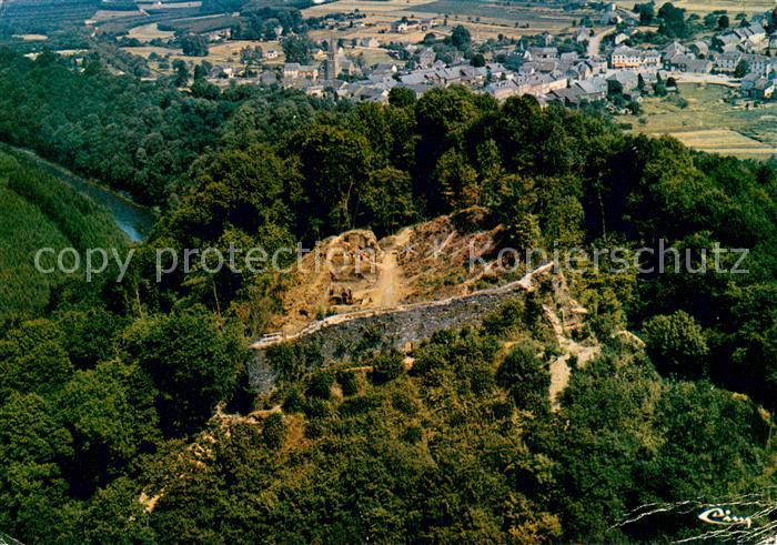 Herbeumont Vue aerienne du village et des ruine du chateau