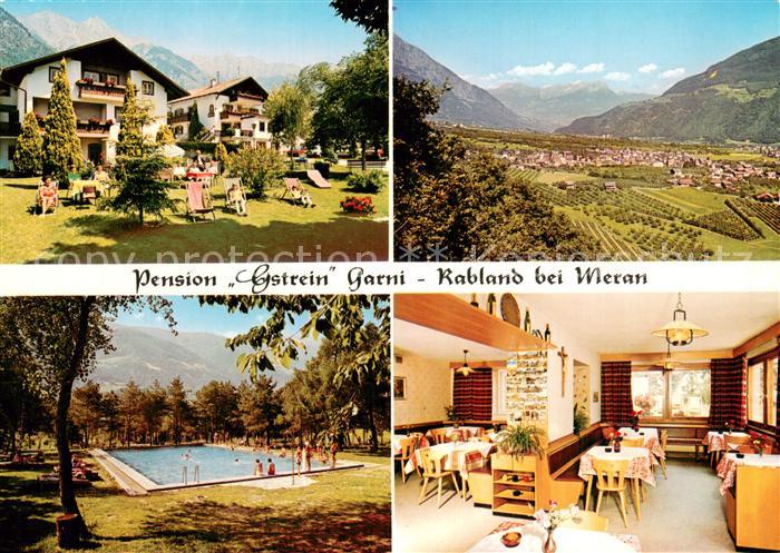 Rabland Partschins Suedtirol AT Pension Gstrein Gastraum Swimming Pool Panorama