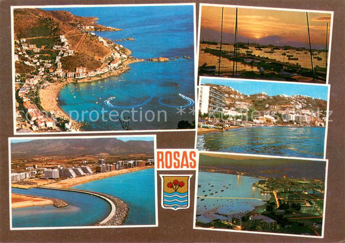 Rosas Costa Brava Cataluna ES Panorama Kuestenort Hafen Luftbild