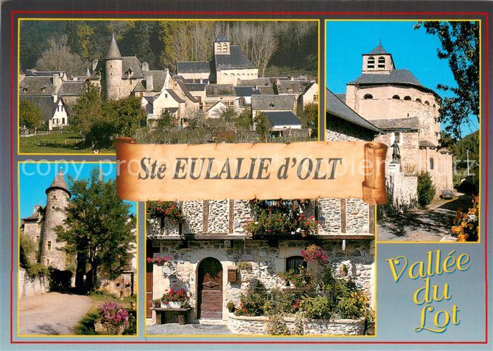 Sainte-Eulalie-d Olt Vues d ensemble de la ville Vallee du Lot Eglise Tour
