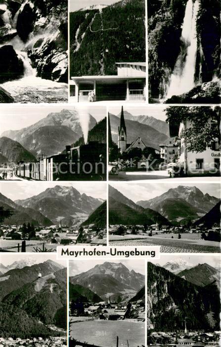 Mayrhofen Zillertal AT Orts und Teilansichten Wasserfall Kirche