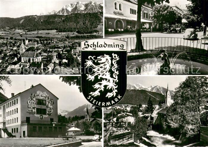 Schladming Obersteiermark Panorama Ortspartie Bemaltes Haus Kirche
