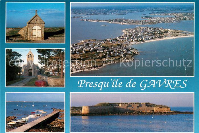 Presque Ile de Gavres 56 Morbihan La fontaine l’eglise paroissiale Porh Guer vue