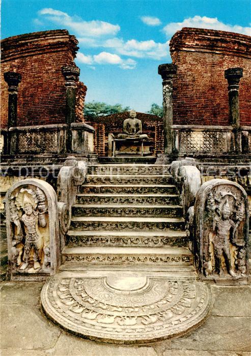 Polonnaruwa Sri Lanka Moonstone and Guardstones at Watadage