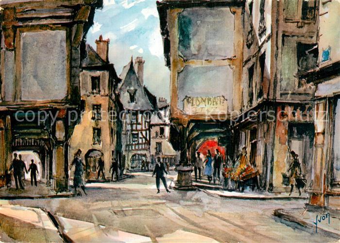 Dinan 22 Place de l Apport peinture Kuenstlerkarte