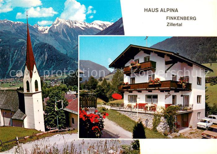 Finkenberg  Zillertal Tirol AT Gaestehaus Pension Haus Alpina Kirche Alpenblick