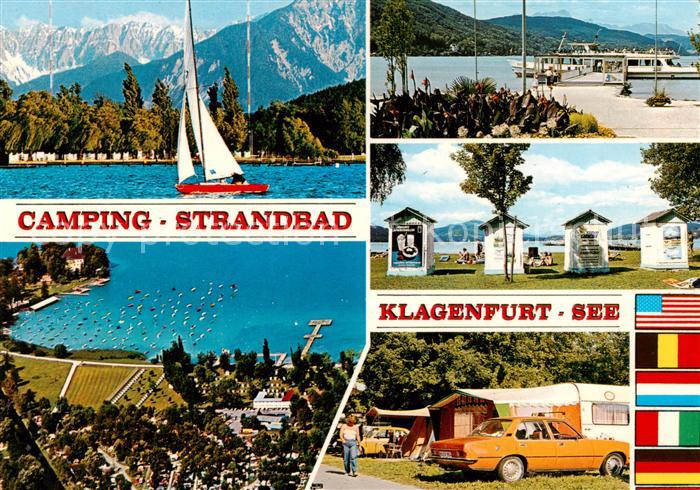 Woerthersee Fliegeraufnahme Strandbad m. Karawanken - Camping-Strandbad m. Segle