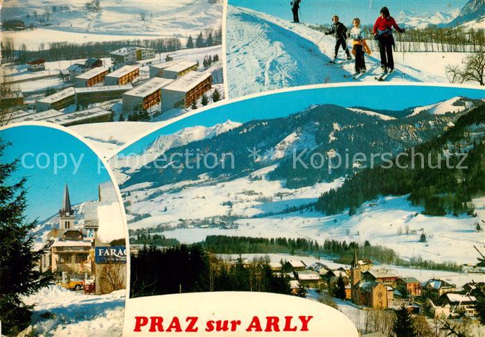Praz-sur-Arly Fliegeraufnahme Teilansichten Wintersport Skifahrer Winter