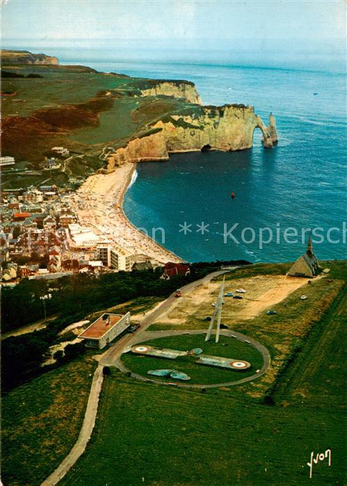 Etretat 76 Fliegeraufnahme Le Monument Nungesser et Coli - La Plage et l Aiguill
