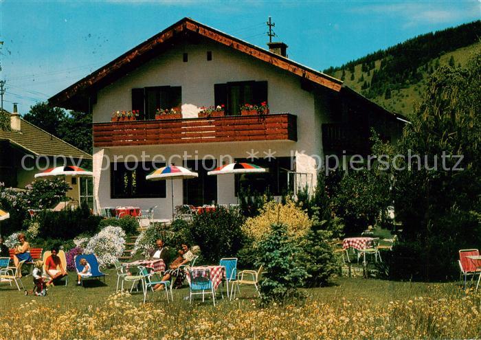 OBERAMMERGAU Bayern Gaestehaus u. Terrasse Cafe Wenger Aussenansicht