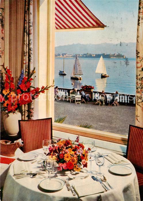 Bad Schachen Lindau Hotel Bad Schachen Blick aus dem Restaurant auf Lindau