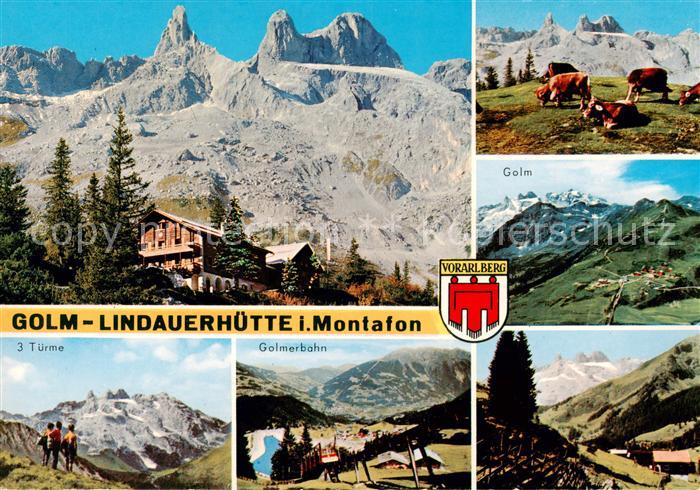 Tschagguns Vorarlberg Golm Lindauerhuette im Montafon Alpenpanorama Almvieh