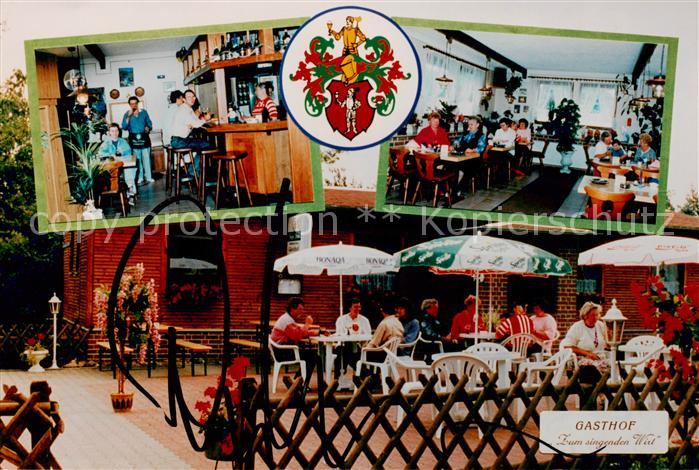 Grosskoschen Senftenberg Gasthof Zum singenden Wirt Terrasse Wappen