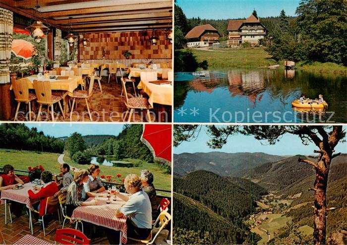 Fohrenbuehl Cafe Penson Lauble Gastraum Terrasse Teich Landschaftspanorama Schwa