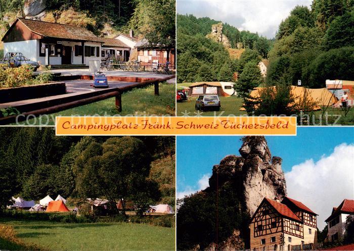 Tuechersfeld Campingplatz Fraenkische Schweiz Felsen