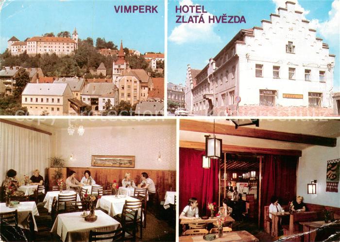 Vimperk Winterberg Boehmen CZ Hotel Zlata Hvezda Restaurant Giebelhaus Schloss