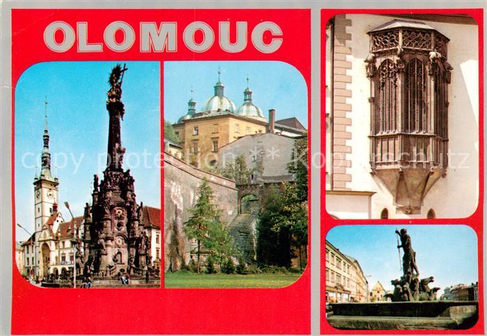 Olomouc Olmuetz CZ Zentrum Dreifaltigkeitssaeule Stadtmauer Brunnen