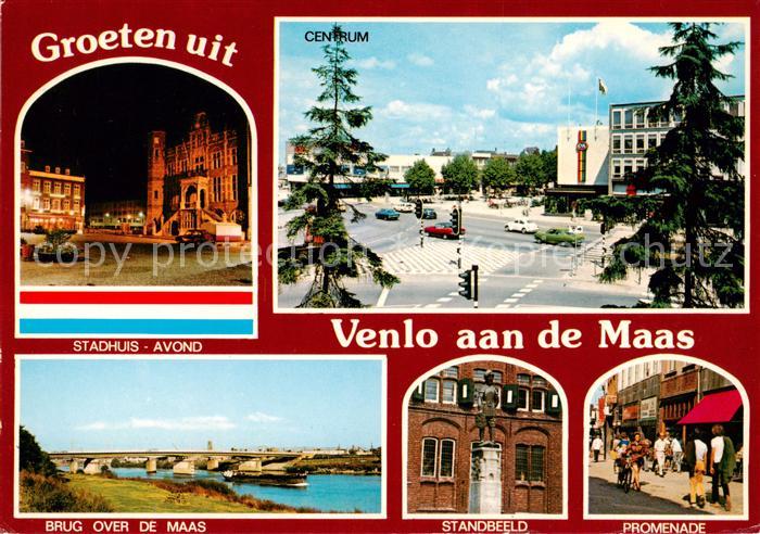 Venlo NL Stadhuis Centrum Brug over de Maas Standbeeld Promenade