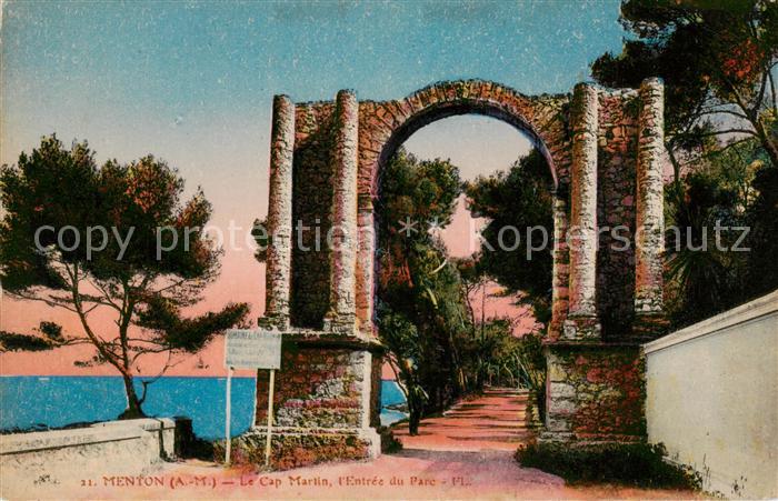 Menton 06 Le Cap Martin l’Entree du Parc