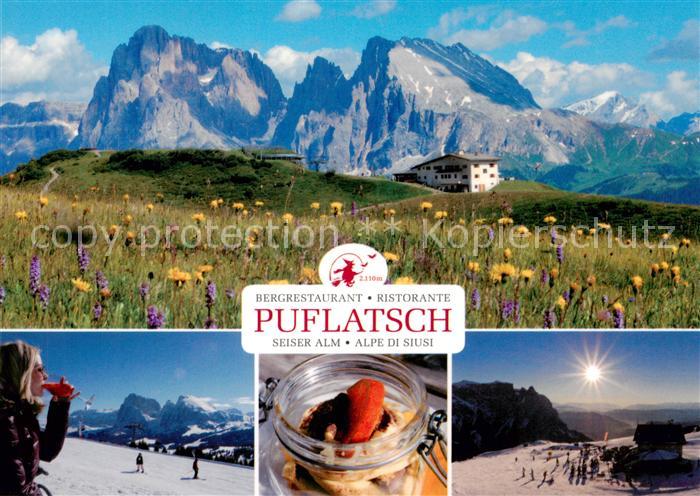 Seiseralm Alpe di Siusi Trentino IT Bergrestaurant Puflatsch Panorama